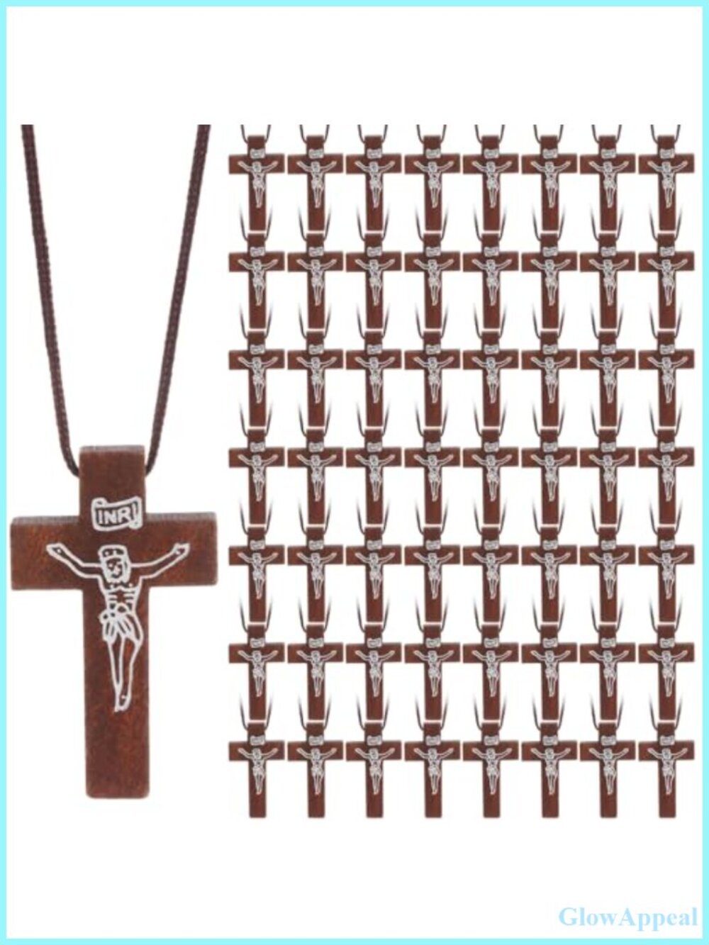 48 Pcs Wooden Cross Necklace Bulk Christian Party Favors